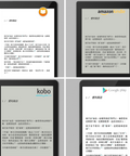 Image showing a Chinese graded reader displayed on four different e-reading platforms: Apple Books, Amazon Kindle, Kobo, and Google Play. Each platform’s interface is depicted on a tablet screen, highlighting the reader’s availability across multiple eBook formats.